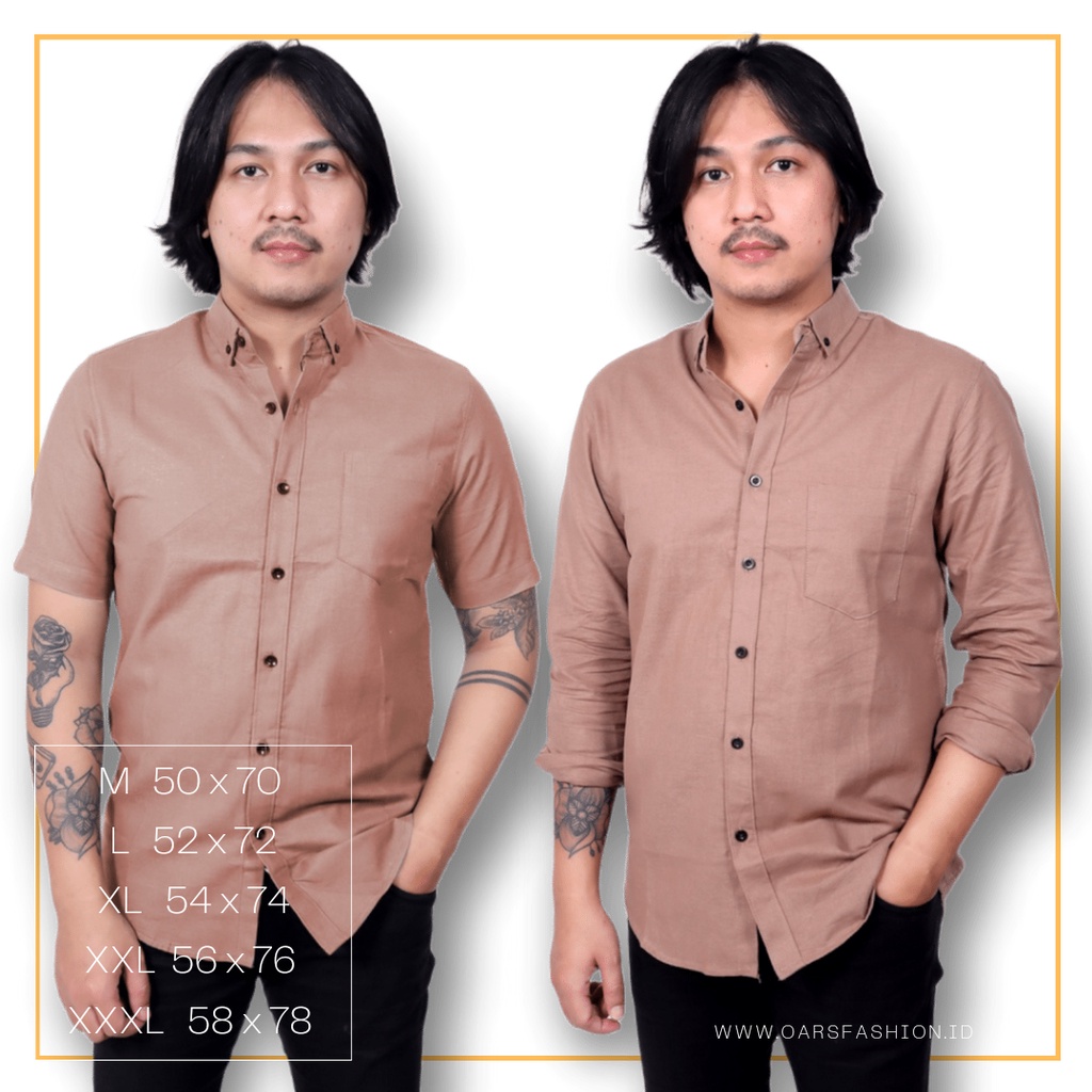 Kemeja Coupel Ayah dan anak laki laki Lengan Panjang warna moca moka Polos baju cowok mocca slimfit casual