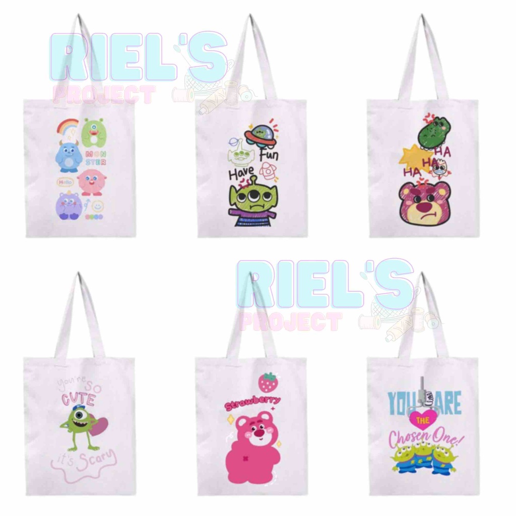 Totebag dan stringbag karakter toy story ; tas canvas