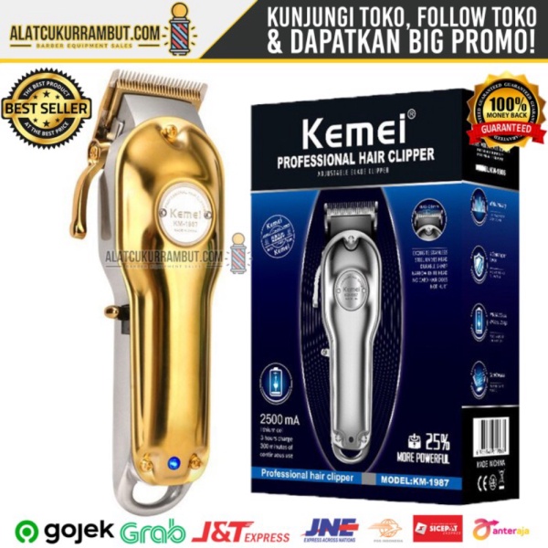 Jual Alat Cukur Rambut Mesin Cukur Rambut Hair Clipper Charger KEMEI 1987 Diskon