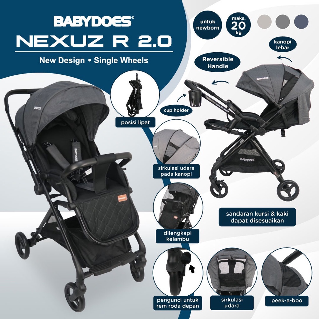 Makassar - Stroller Bayi Reversible BabyDoes Nexuz R 2.0 Kereta Dorong Bayi Hadap Ibu