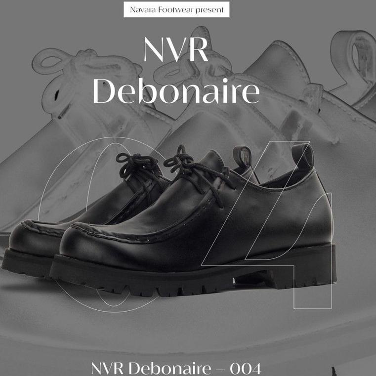 REKOMENDASI Navara Footwear - Sepatu Pria Formal Tali Chuncky Sporty Hitam | NVR Debonaire 004