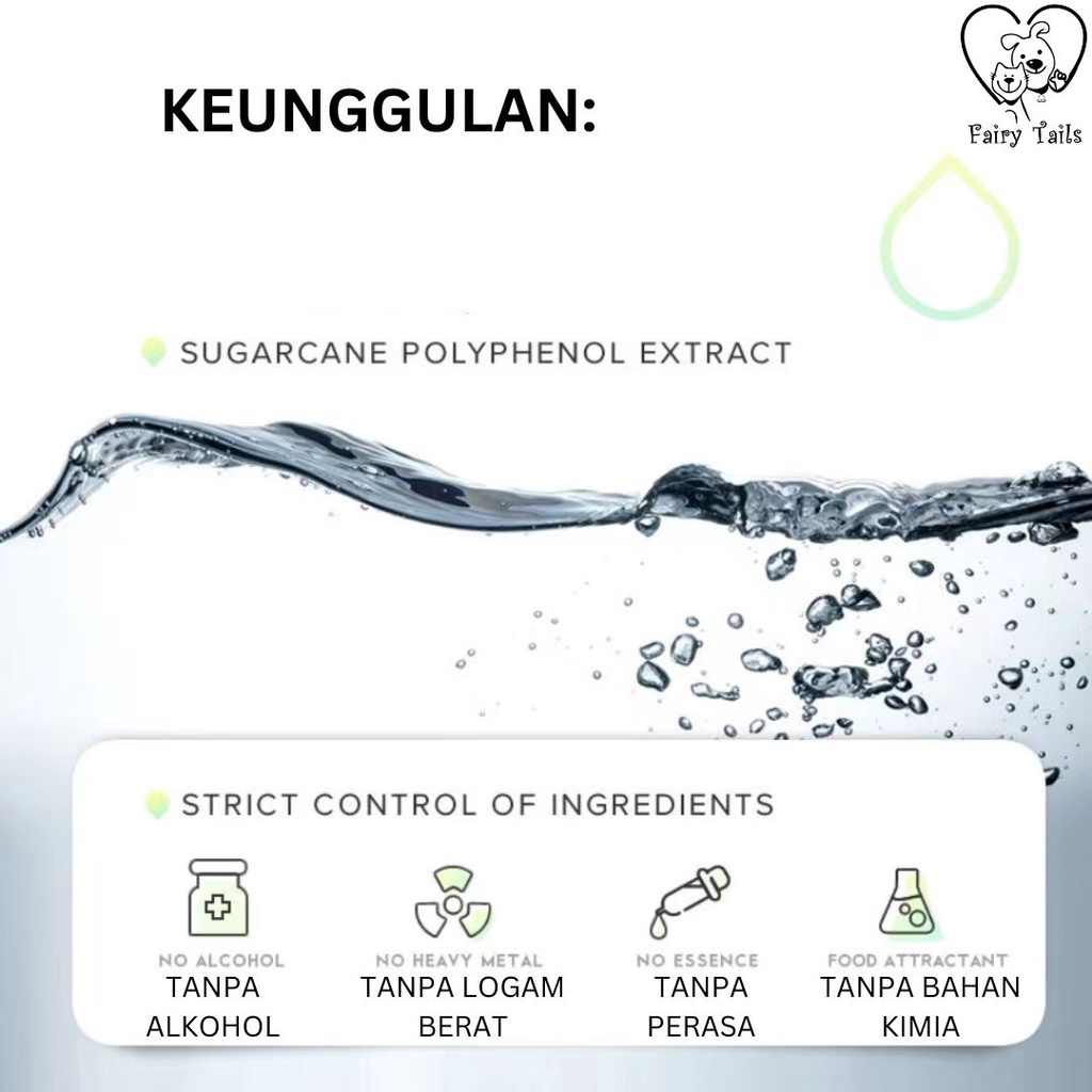 Pet Mouthwash Pembersih Gigi Penghilang Bau Mulut Untuk Anjing dan Kucing dari Ekstrak Polifenol Asli Tanpa Bahan Kimia / Pet Oral Mouthwash