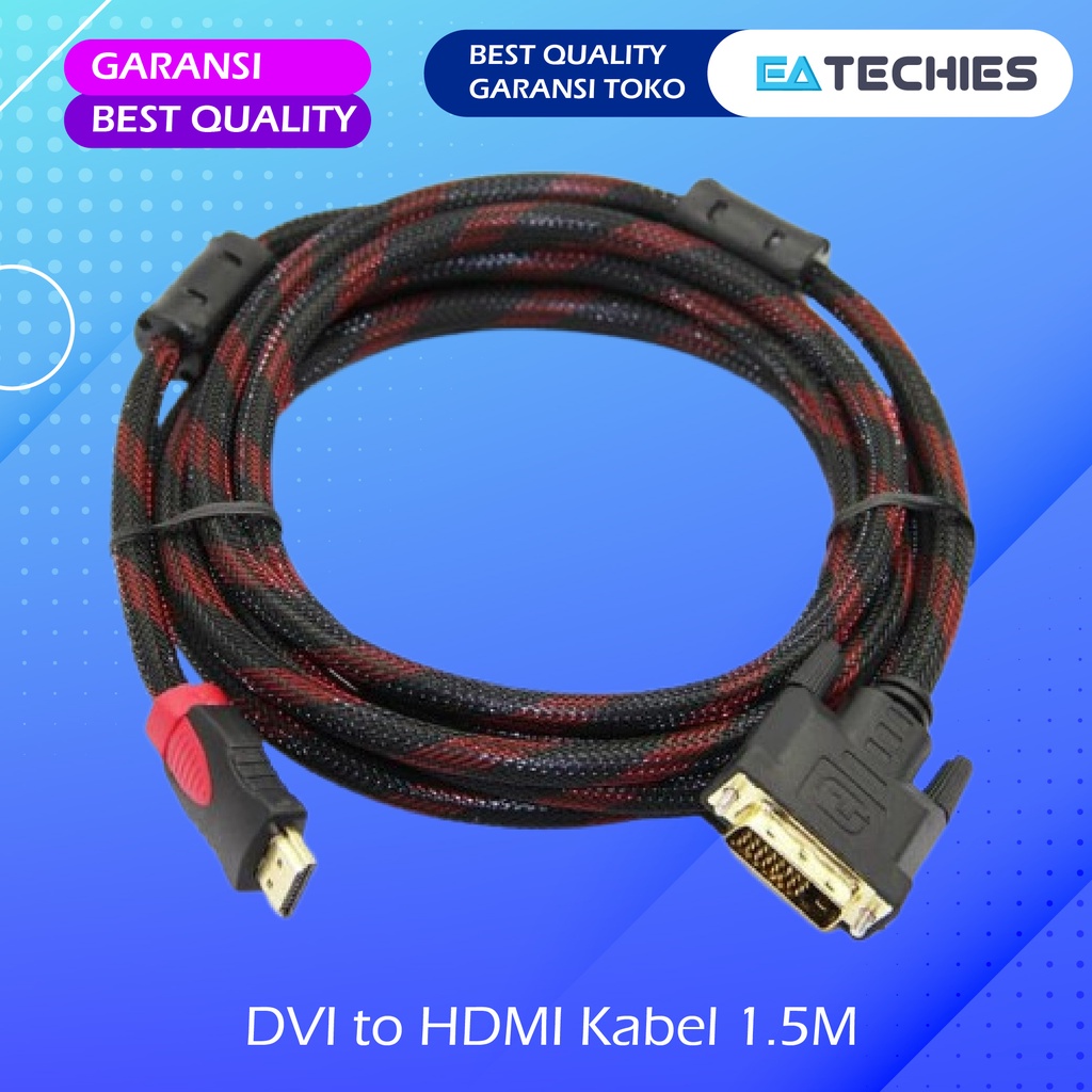 Kabel DVI TO HDMI 1.5 Meter Converter 24+1 DVI-D 24 pin Adapter Konek