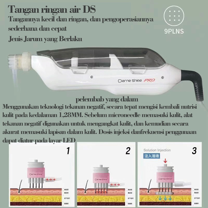 Jarum Suntik 2 In 1 Mesotherapy Gun Korea Derma Shine Needle injector Mesotherapy Gun 9pin Peralatan Jarum Suntik Mesogun Derma Shine Pro Jarum Mikro alat Klinik Kecantikan Rol Kulit Memudarkan flek mencerahkan wajahPro Shine Meso Gun Jarum Mikro 9 Jarum