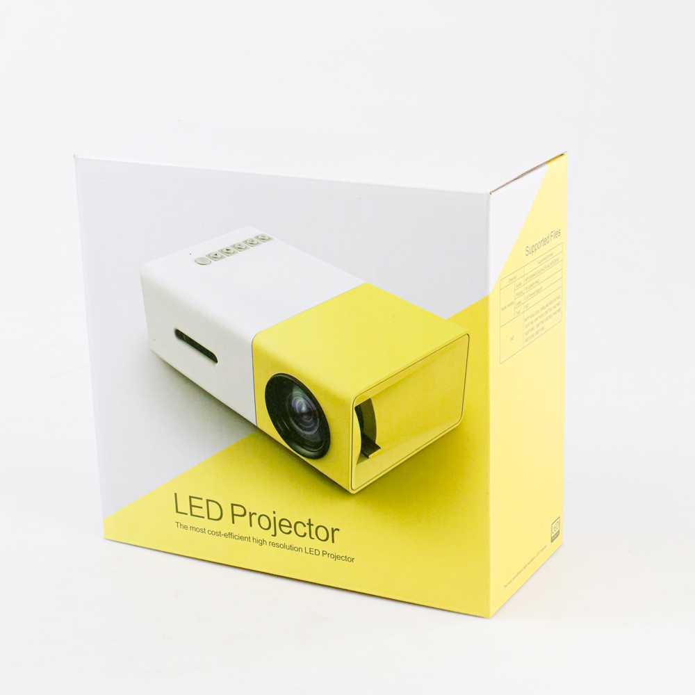 Mini Portable LED Projector Full HD with TF HDMI AV USB Port - YG-300 - White with Yellow Side