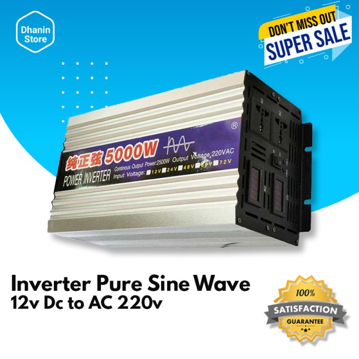 Inverter Inventer Inferter Dc 12v Ke Ac 220v Pure Sine Wave 5000 Watt