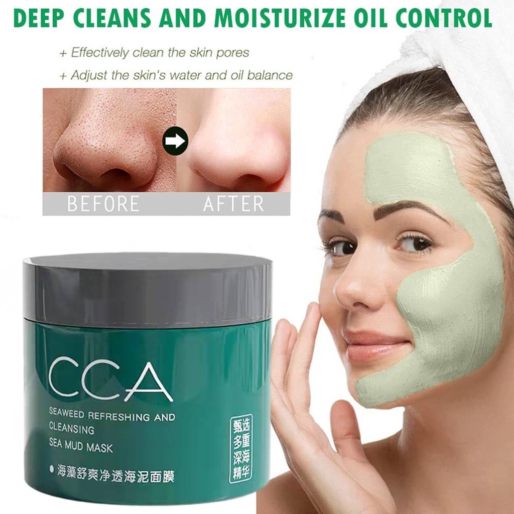 Japan CCA Seaweed Mask Acne Cleansing Clay Mask 100g Pore Clarifying Mud Mask Masker Komedo &amp; Jerawat Masker Wajah Facial Mask