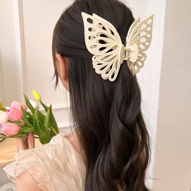 [KD] Klip Cakar Rambut Kupu-Kupu Buram Perempuan Dilubangi-out Double-layer Klip Rambut Serbaguna