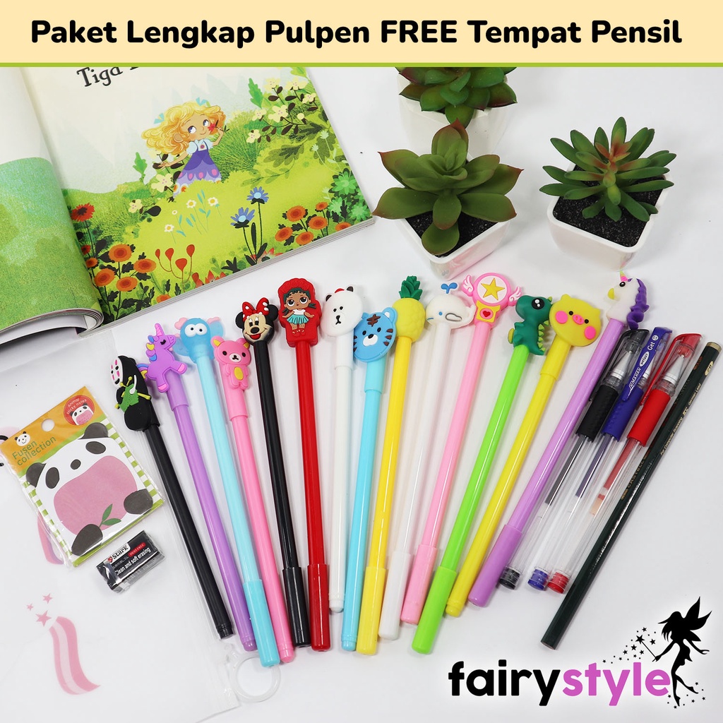 

Paket Komplit Pulpen Gel Karakter 20pcs FREE Tempat Pensil Stationery Gift Set - Fairystyle