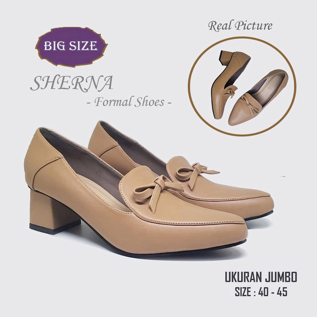 SHERNA X ZAGIB | Sepatu Wanita Pita Big Size Formal / Heels Pantofel Pesta Ukuran Jumbo Impor