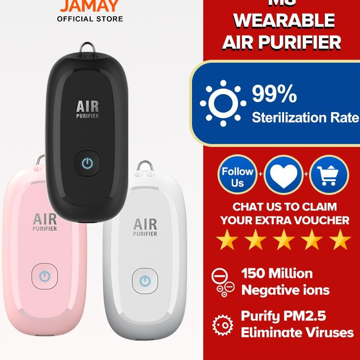 ➸ JAMAY M8 Air Purifier Personal Ionizer Portable Purifier Kalung Necklace Ion Negatif ➤