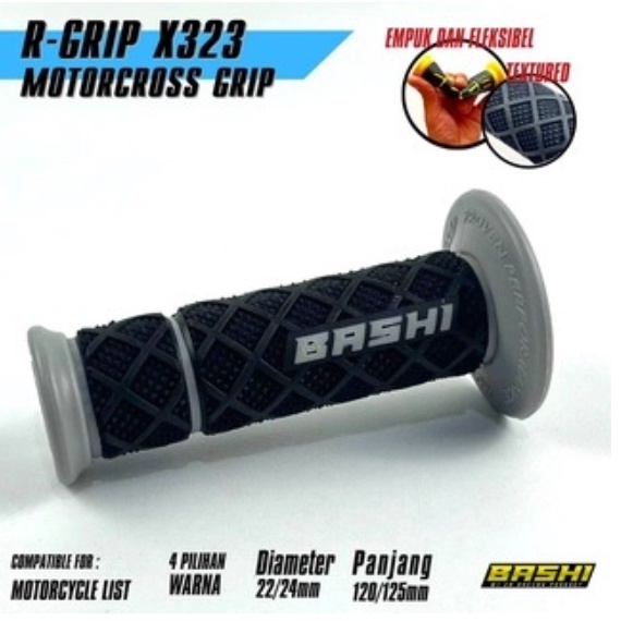 Handgrip handfat bashi R-grip X323 Anti Slip Touring kwalitas premium Tpr Motocross Empuk Fleksibel