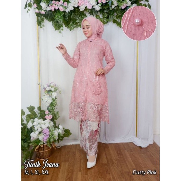 Set Kebaya Tunik Ivana Busui Frendly Terbaru / Set Tunik Wanita / Stelan kebaya kondangan / Kebaya Brokat / Set Kebaya Modern / Tunik Busui / Kebaya Modern / Kebaya Pesta