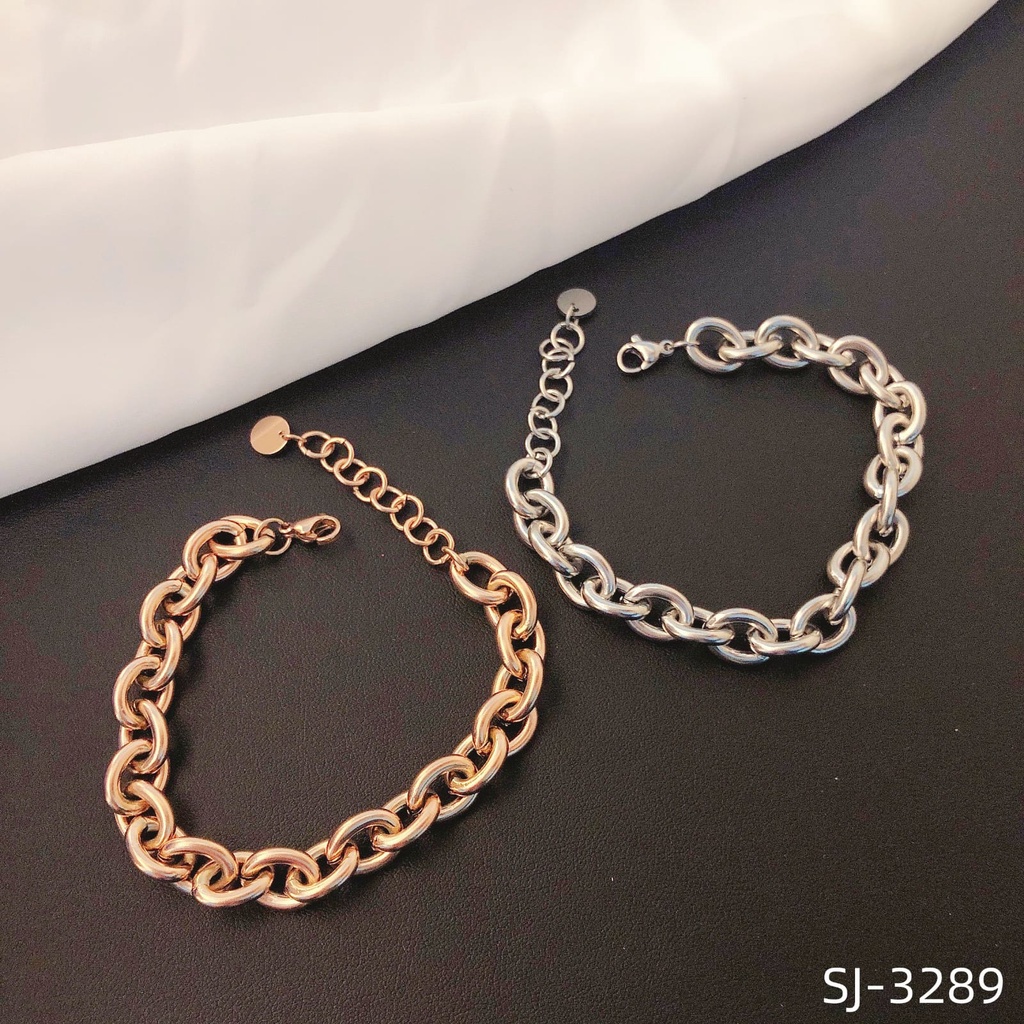 Gelang Titanium Rantai Polos Anti Karat Perhiasan Fashion 3289