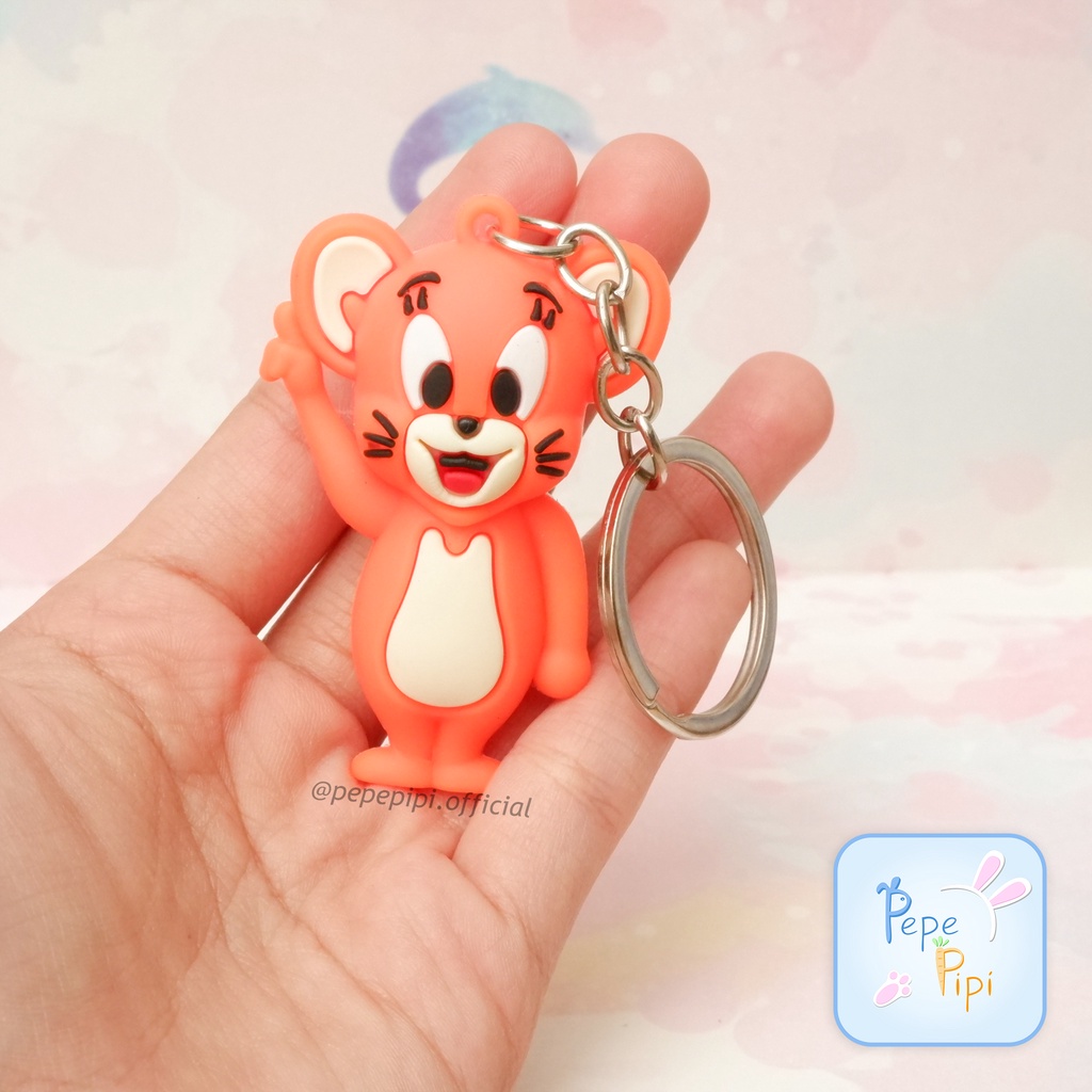 Gantungan Kunci Karet Tom &amp; Jerry Tom Ganci Keychain Keycin Hiasan Tas karet Gantung Hiasan Aksesoris Tas