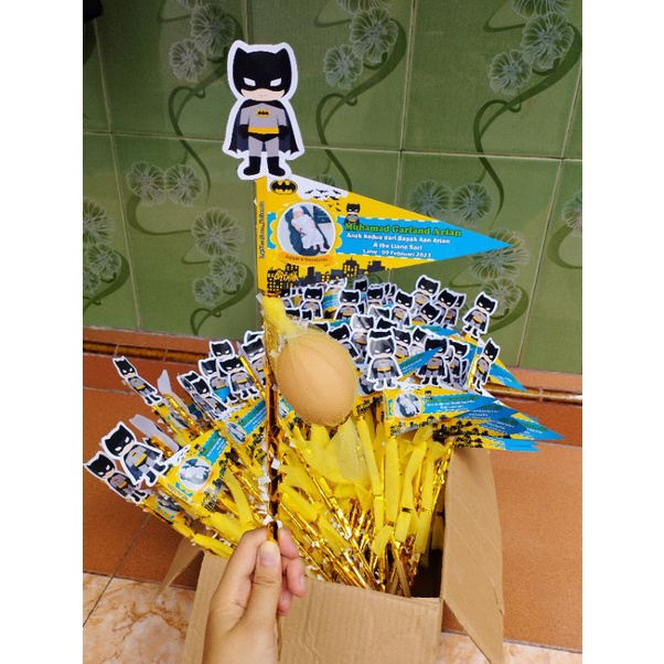 Kartu nama aqiqah/kembang telur aqiqah/bendera aqiqah /gagang bambu aqiqah