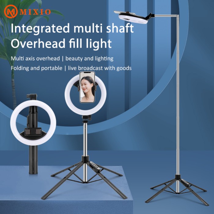 MIXIO Q8E - Overhead Ringlight Flatlay Tripod + Remote Control - 170cm