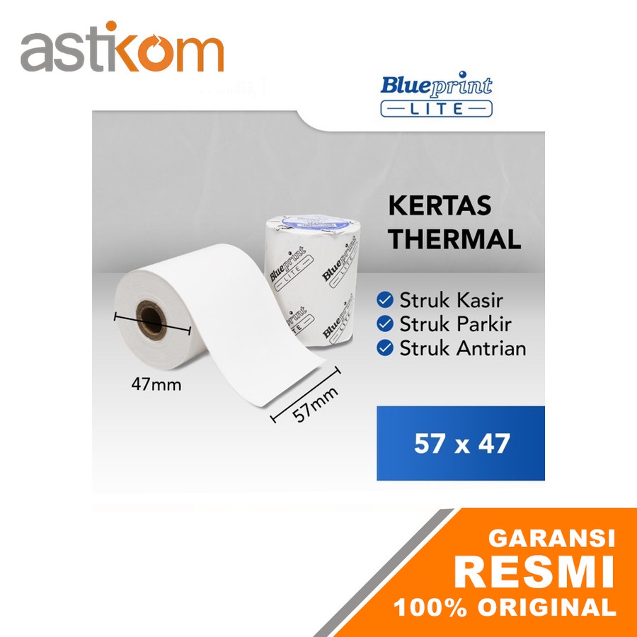 Kertas Roll Kasir Thermal Blueprint Lite 57x47mm 1 Roll