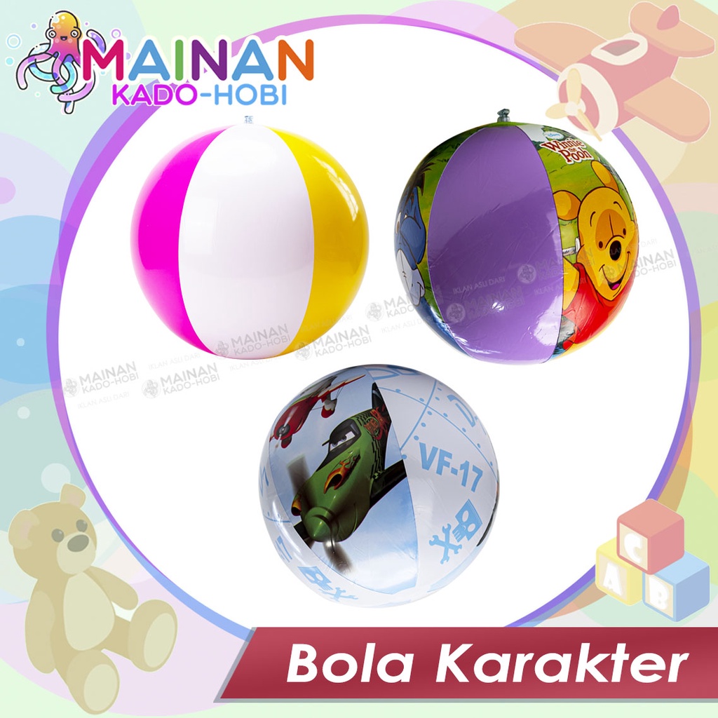 KOLEKSI MAINAN BEACH BALL BOLA AIR KARET PANTAI ANAK KARAKTER KARTUN