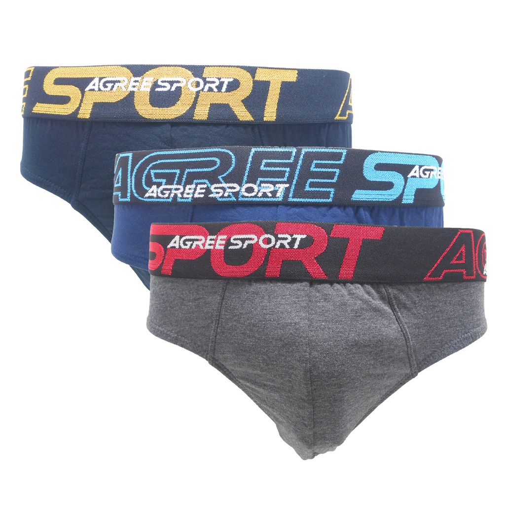 3 Pcs - CD Agree Sport Karet Boxer 2328 Pria Dewasa | Celana Dalam Agree Laki Laki Remaja Abg Lebar Katun Adem Open Halus Polos