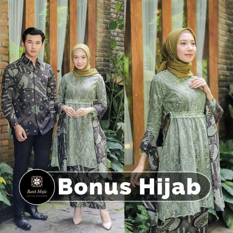 STOK TERBARU (ADA JUMBO) Kebaya batik Couple MECA Tunik Army Hijau sage| Kebaya wisuda kebaya hijau 