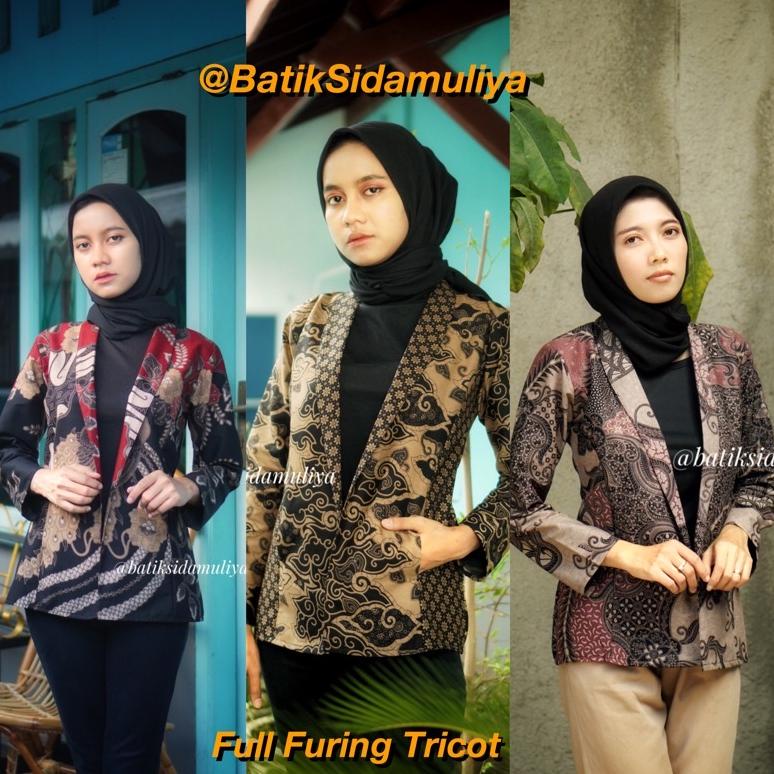 SIAP KIRIM Blazer Batik Wanita Atasan Batik Blouse Jaz Outer Kantor Premium Eksklusif By Batik Sidam