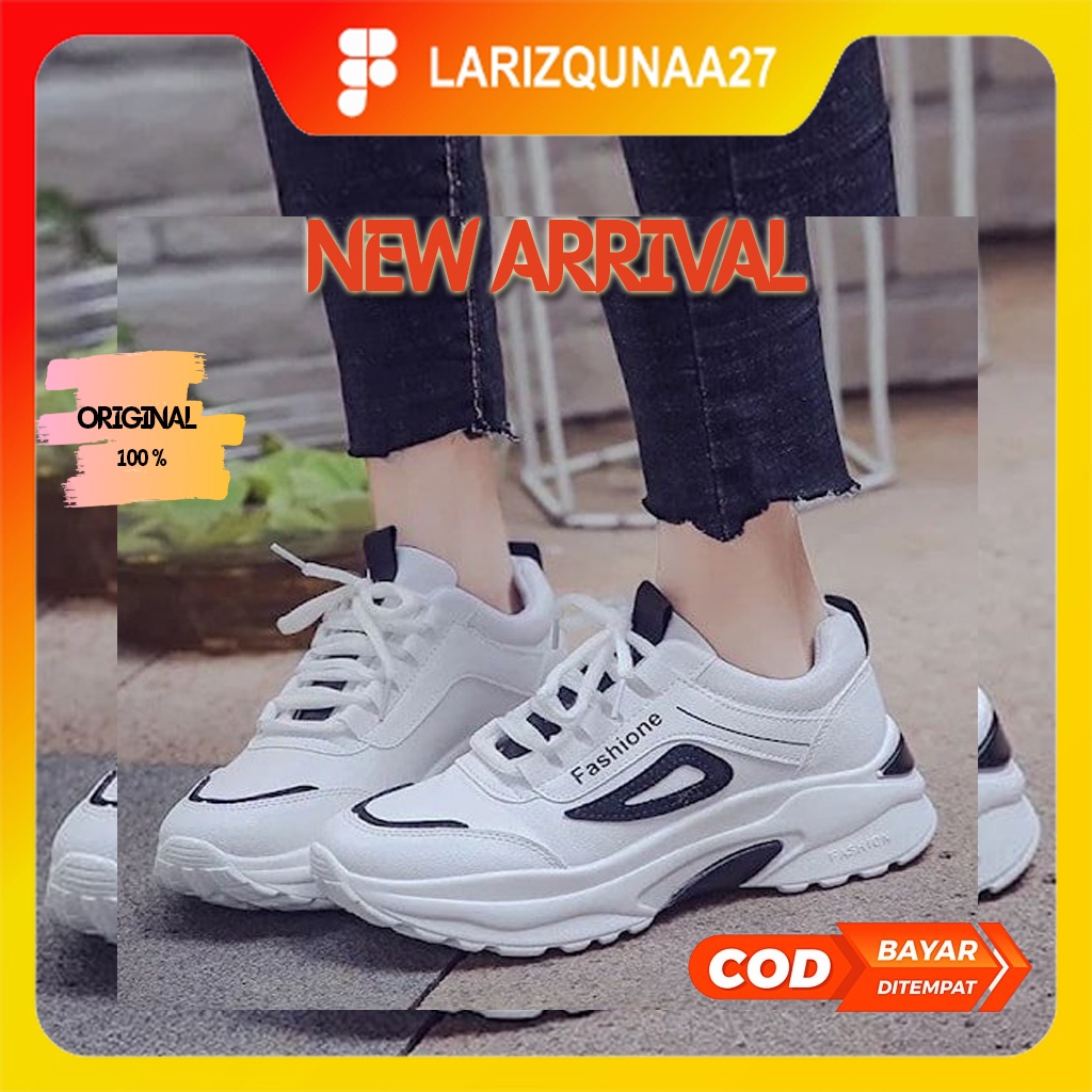 Sepatu Sneakers Wanita Hitam Putih Perempuan Tinggi Sepatu Olahraga Jogging Original Murah Terbaru K