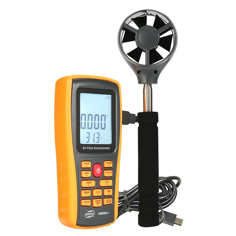 Air Flow Anemometer Alat Ukur Kecepatan Angin dengan USB Interface Benetech GM8902+