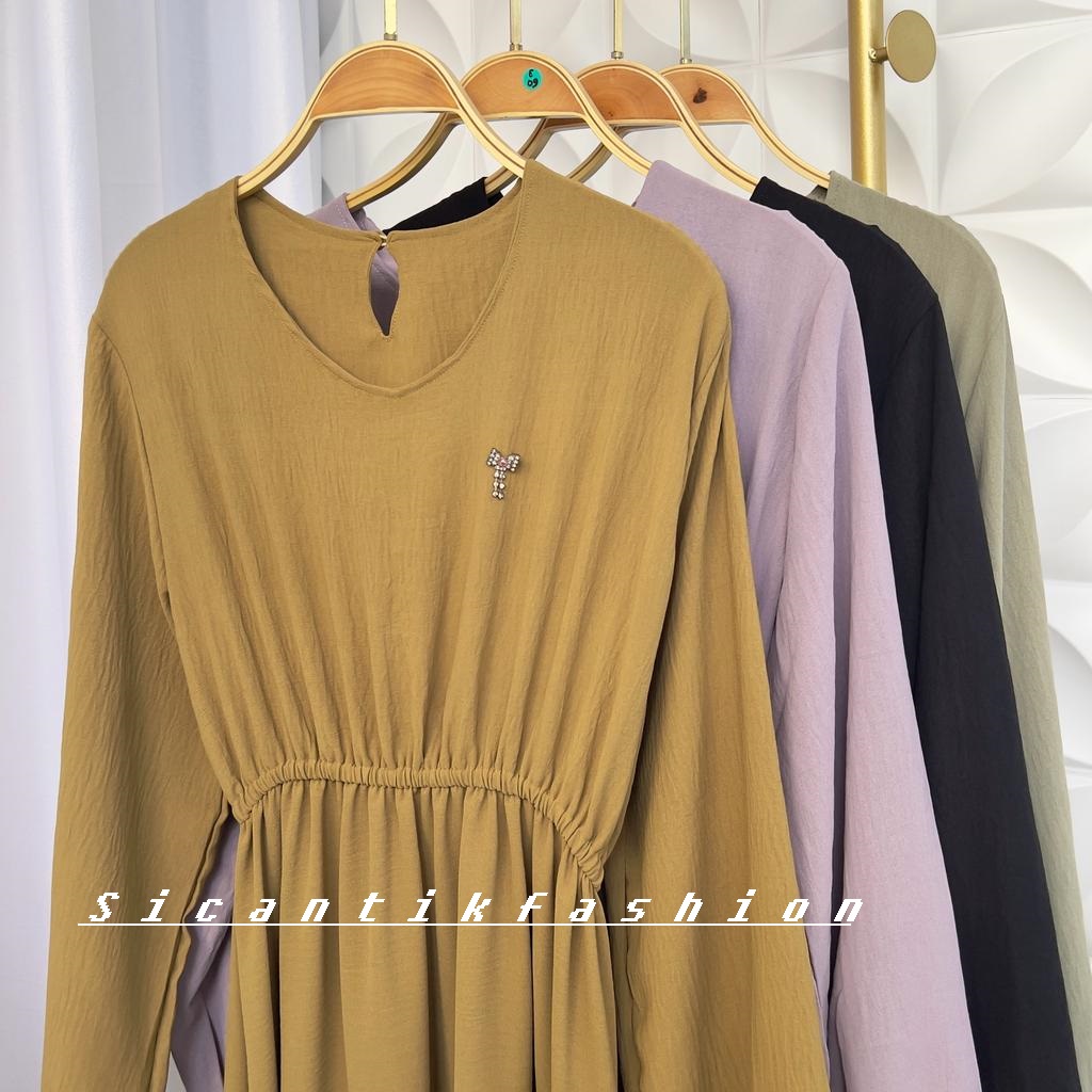 Dress Wanita Bahan Crinkle Airflow // Pakaian Muslim Wanita // Korean Style