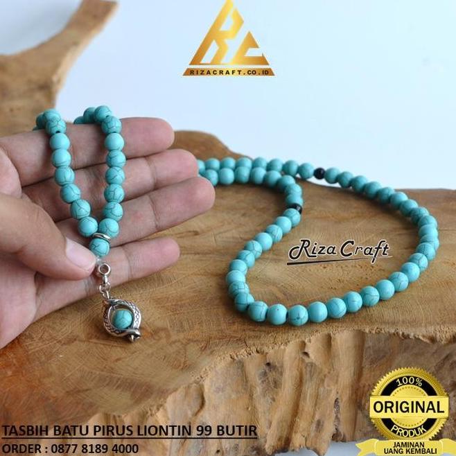 Ready Tasbih Batu Akik Pirus Persia Hijau Biru Muda Asli Natural 99 ---NEW---