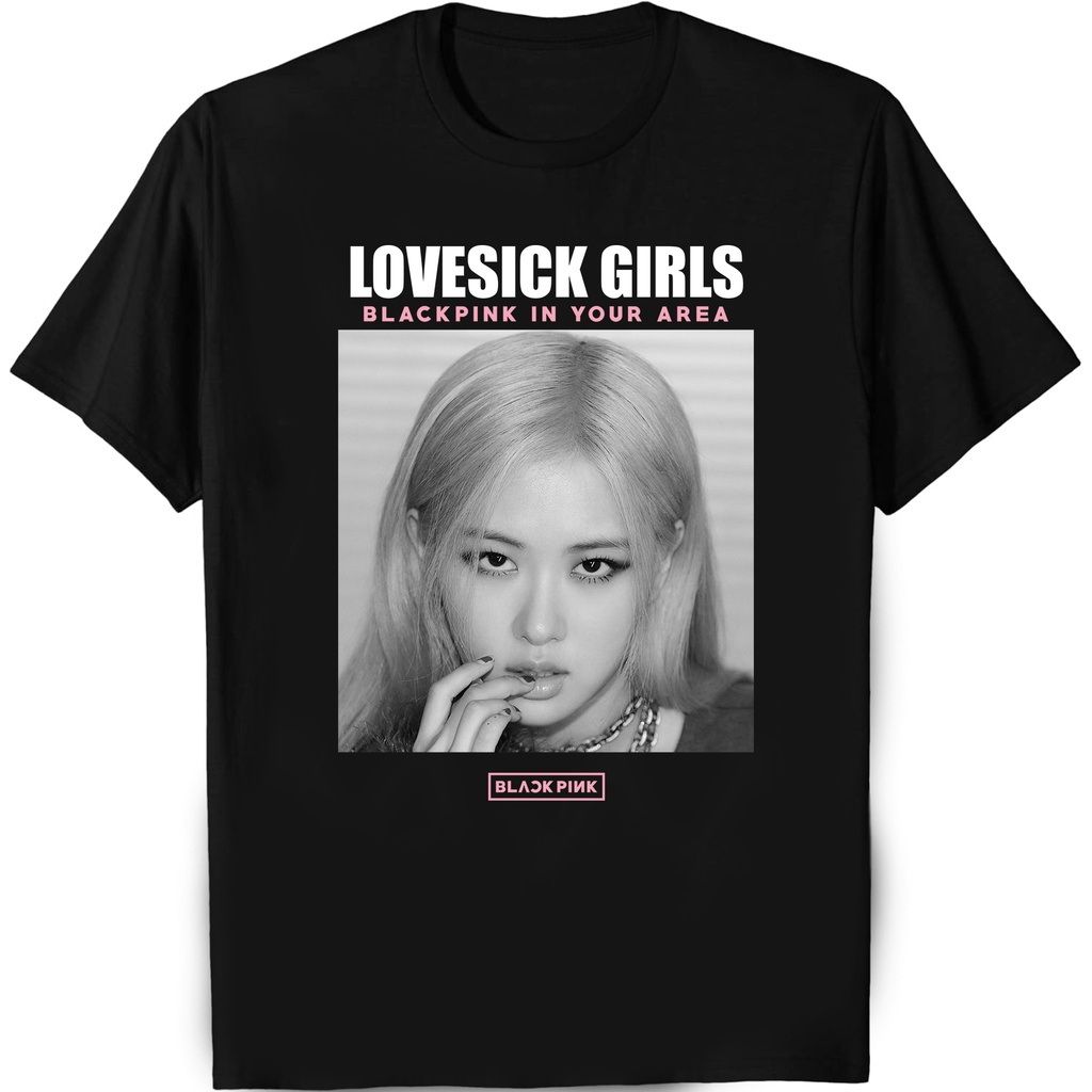 Kaos Baju Dewasa Pria Wanita Blackpink Lovesick Girls Rose