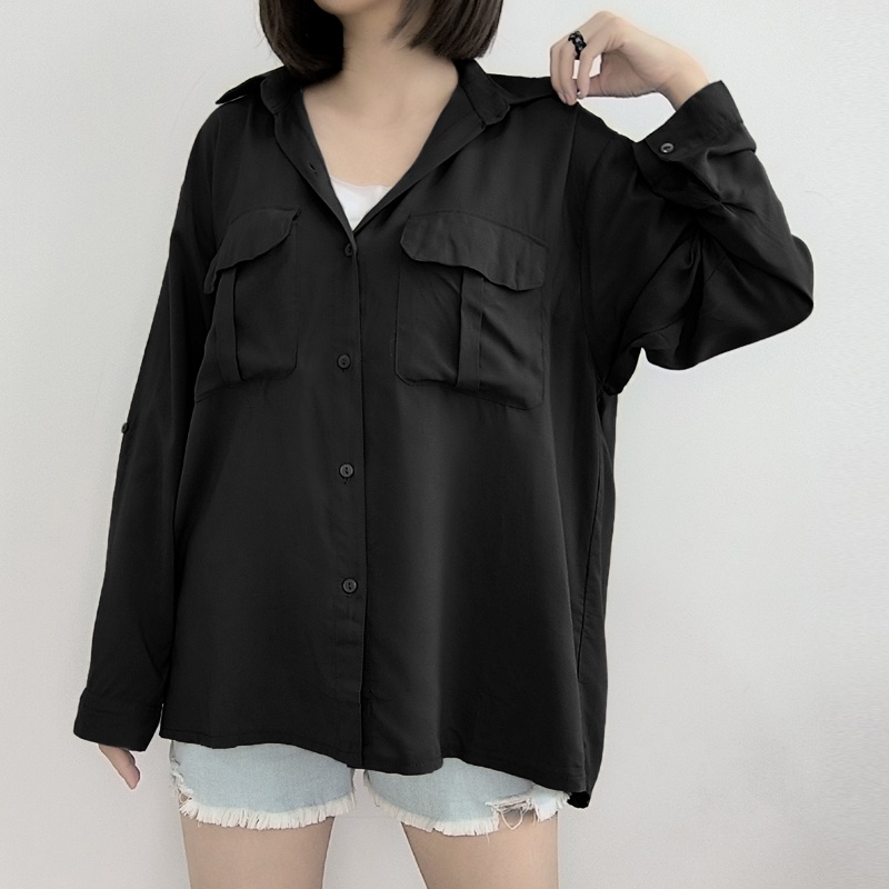 ARENA - Kemeja Wanita Bigsize Dengan Saku Depan