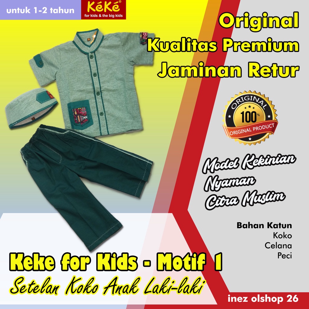 Keke Setelan Koko Anak Laki-laki Usia 1-2 tahun