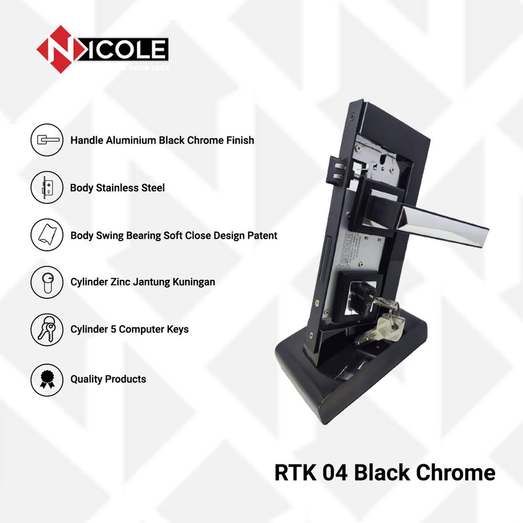 Kunci Pintu Misah / Handle Rosette / Gagang Pintu Set RTK 04 BC