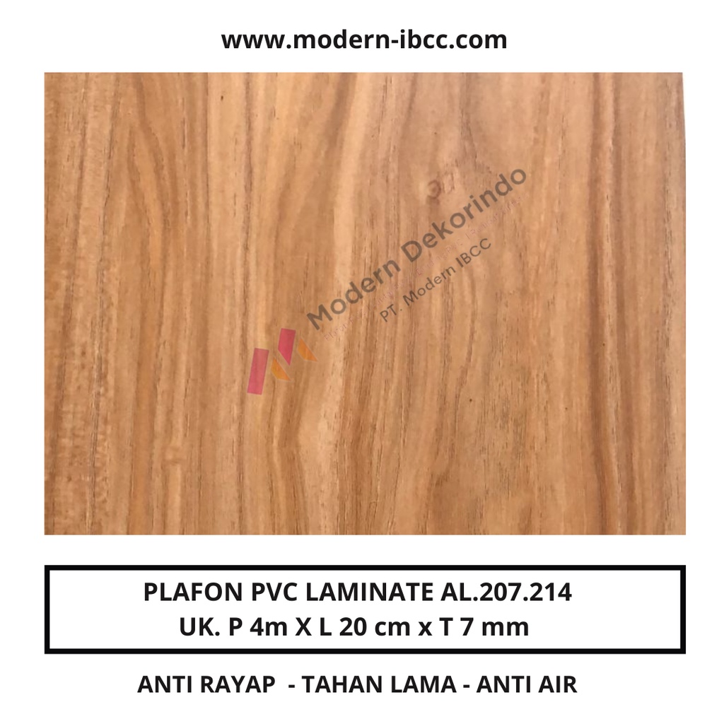 Plafon PVC Laminated Doff Motif Kayu Tebal 7 mm Lebar 20 cm Khusus Area Bandung