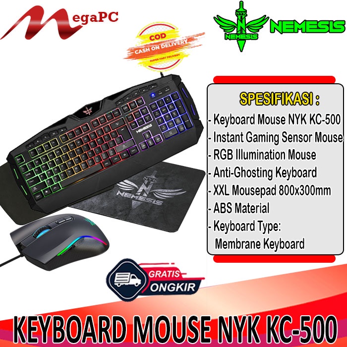 KEYBOARD MOUSE GAMING COMBO NYK NEMESIS KC - 500