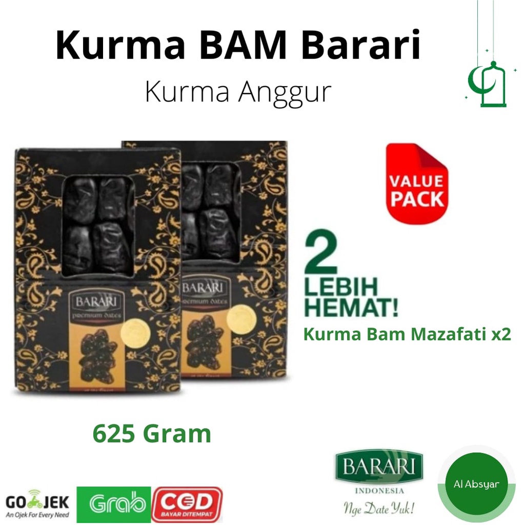 

[ HARGA HEMAT !! ] Kurma Barari Mozafati / Bam / Anggur (Barari Bam) 625Gr Iran Oleh-oleh Haji dan Umroh