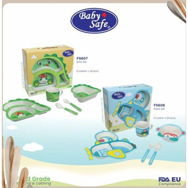 Babysafe Feeding Set Karakter FS607 / FS608 Terbaru