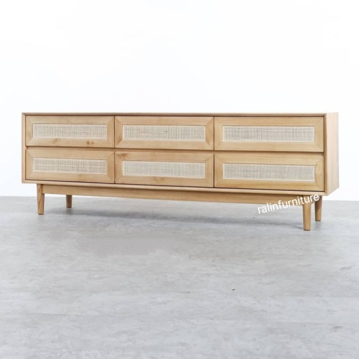 RF1 maja tv jati rotan, bufet tv jati, bufet tv minimalis , rak tv jati