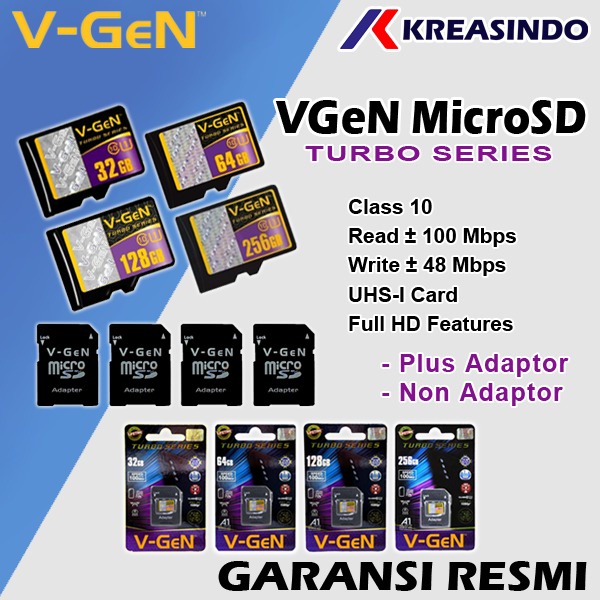 V-gen MicroSD Vgen 16gb 32gb 64gb 128gb class 10 TURBO Series Memory card original