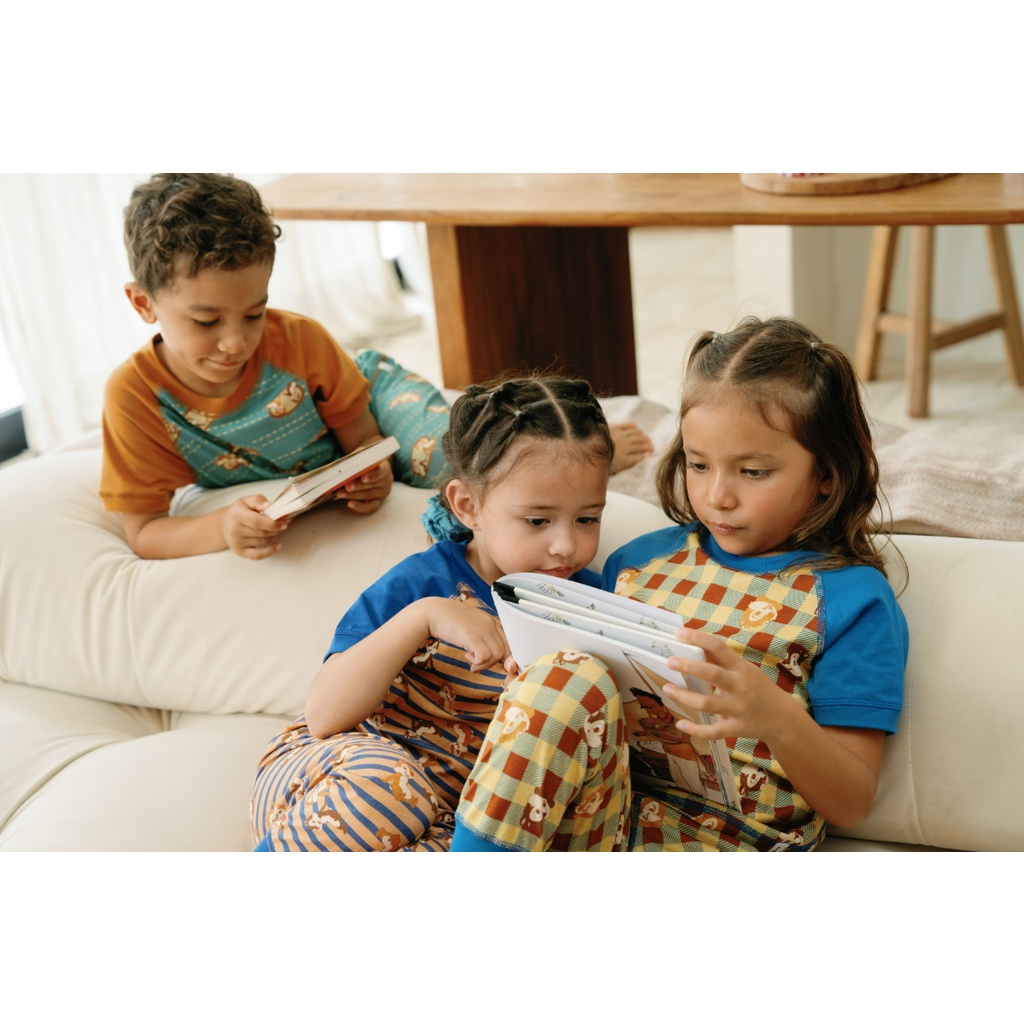 Bohopanna 1-10 Tahun Short Pajama Unisex  Setelan Piyama Anak Disney Chip n Dale Anak Laki Laki CBKS