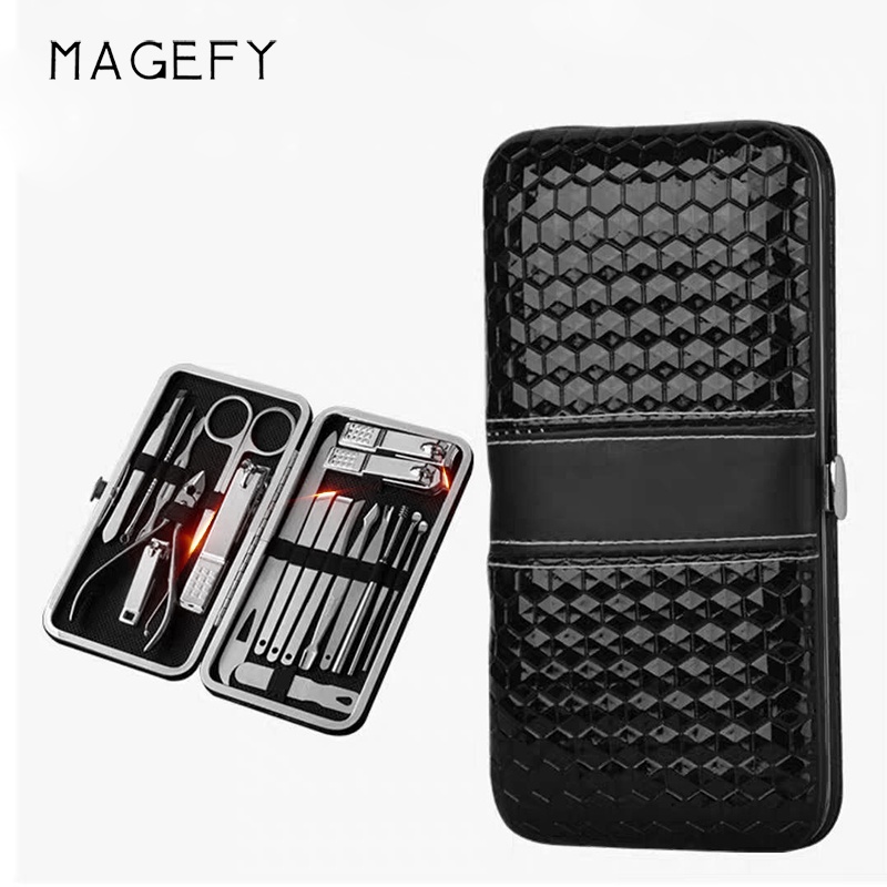 MAGEFY Gunting Kuku Set Lengkap 19 In 1 Alat Manicure Pedicure Stainless Stell Portable Tools Set Perawatan Nail Care Set 1267