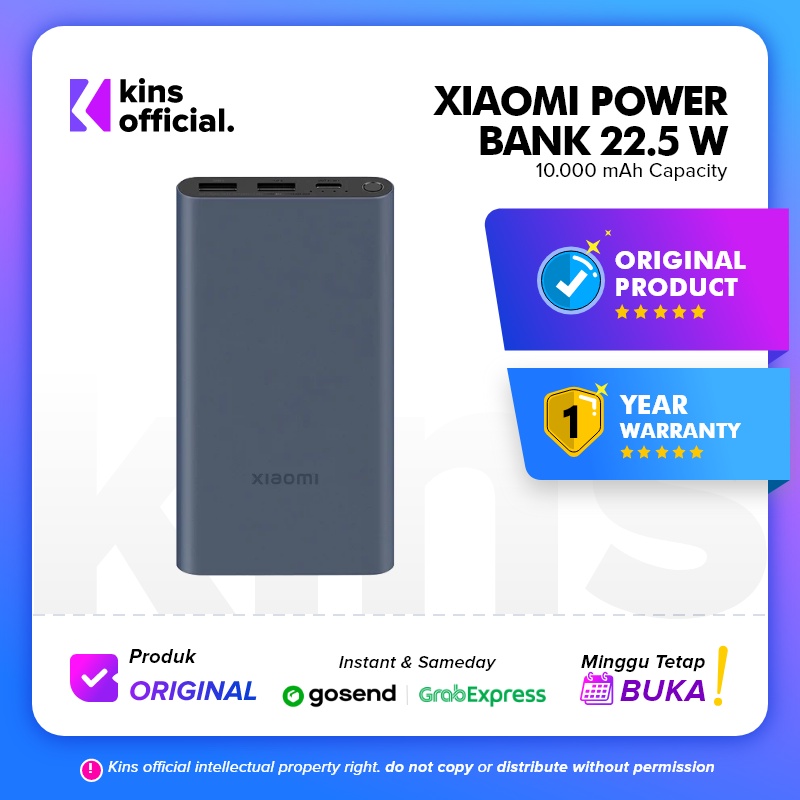 XIAOMI 22.5W Power Bank 10000mAh Pengisian Cepat 22.5W MAX