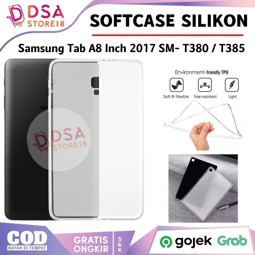 Samsung Tab A8 2017 / Case Samsung Tab A8 A 8 Inch 2017 / SM-T385 T380 Ultrathin Jelly Case Tablet Silikon Bening Hitam TPU Casing Softcase