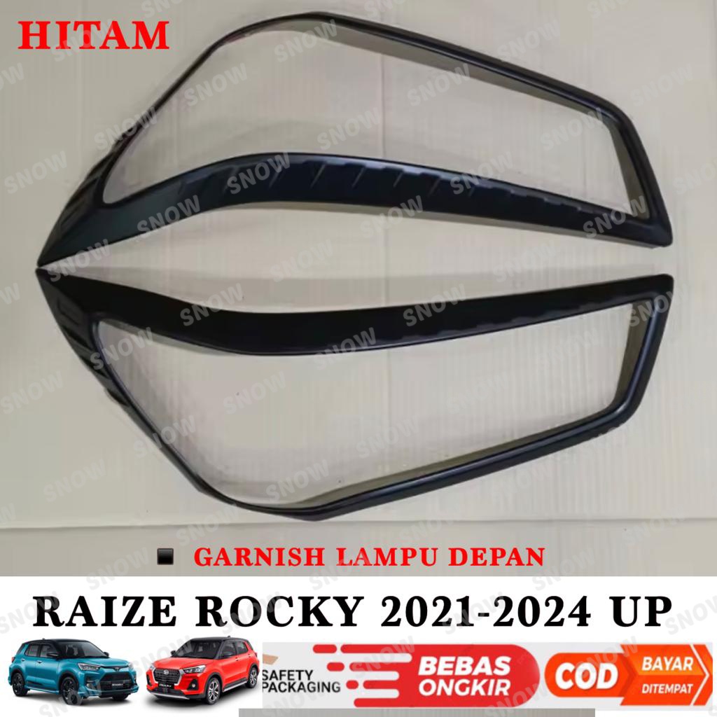 Garnish Lampu Depan Mobil Raize Rocky 2021 2023 2024 Up Hitam Chrome