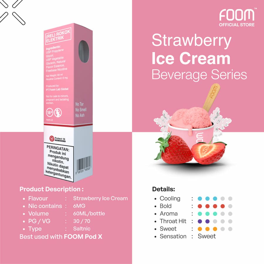 Foom Strawberry Ice Cream  Beverage 6 mg &amp; 3 mg