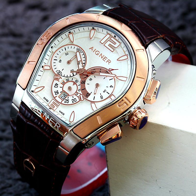 Jam Tangan Pria Aigner Palermo Cronograph Super Premium Graden AAA Tali Kulit - Aigner Palermo