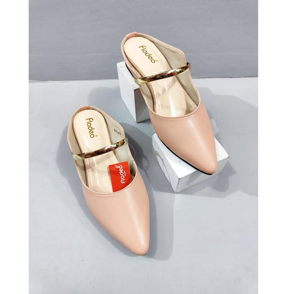 TERPERCAYA sandal wanita bustong fladeo hak 3 cm(ring)