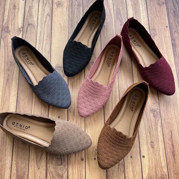 REKOMENDASI Sepatu flat Wanita Rajut Impor Genio