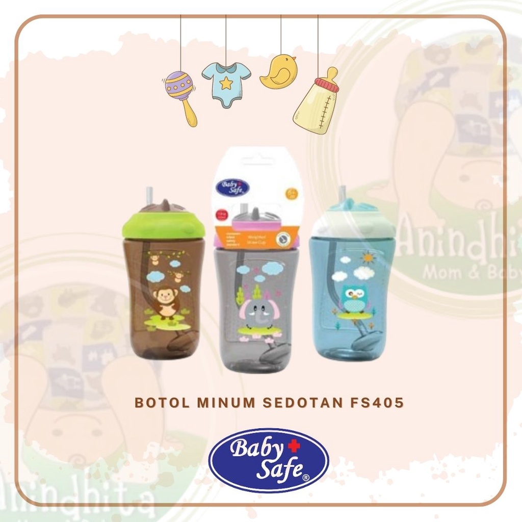 BABYSAFE Sipper Cup with Weighted Straw 300ml Botol Minum Sedotan Anak Baby Safe FS405